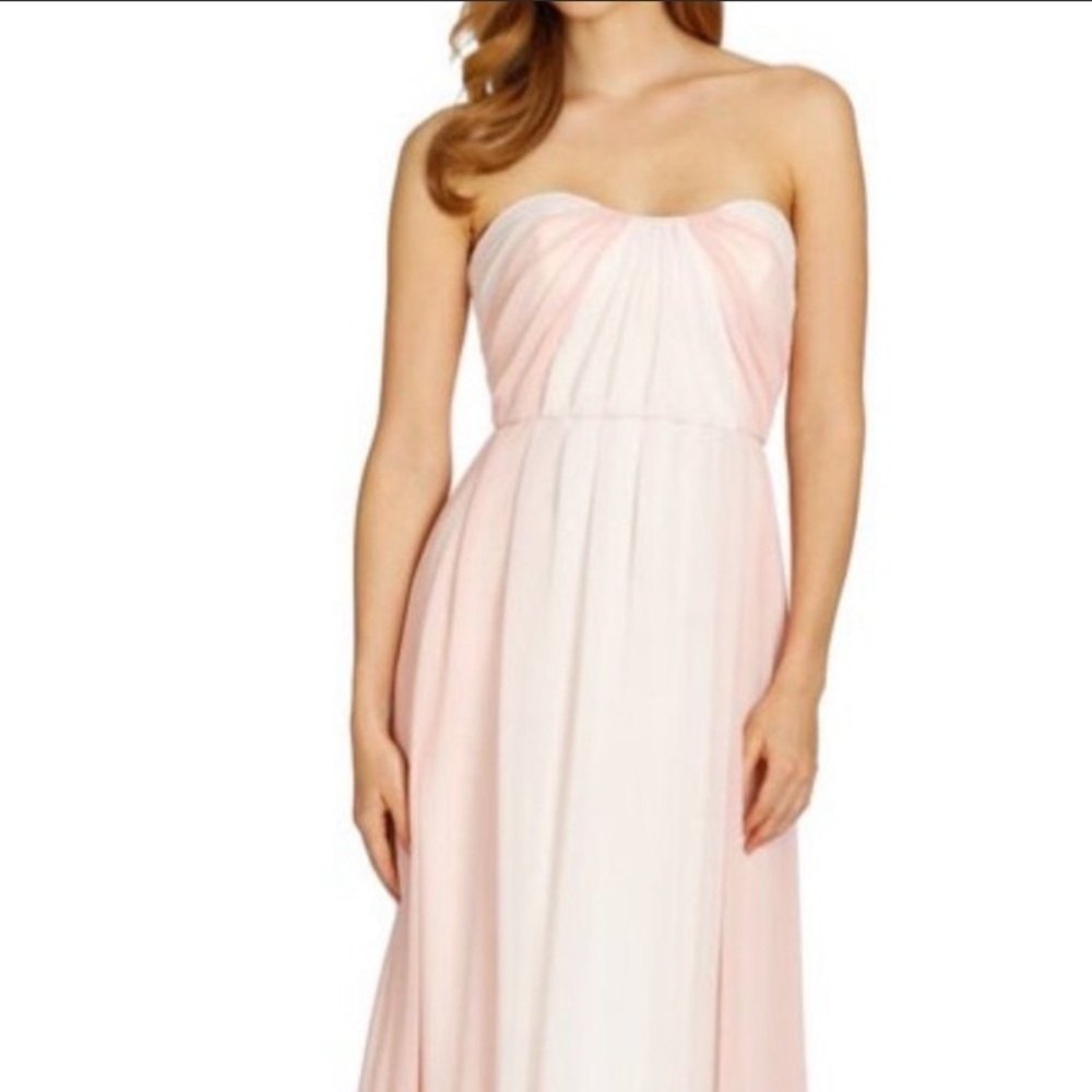 Jim Hjelm Occasions Two Tone Strapless Chiffon Pink Bridesmaids Dress